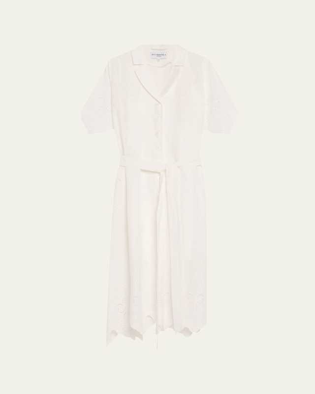 Milly Scalloped Eyelet-Embroidered Midi Dress